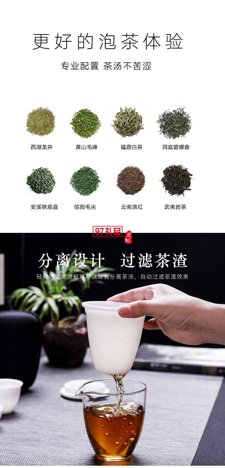 白瓷旅行茶具泡茶杯套裝便攜收納家用戶外小套快客杯一壺三杯